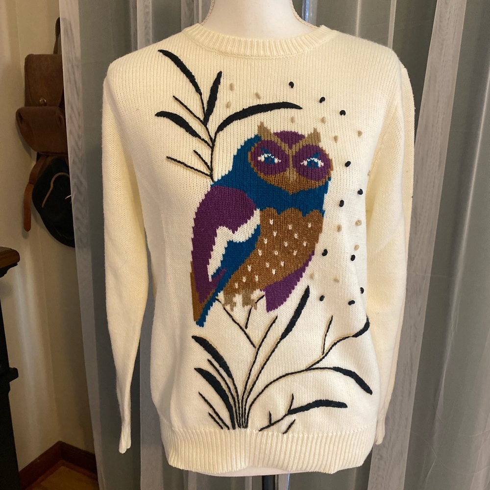 Vintage cute owl knit sweater